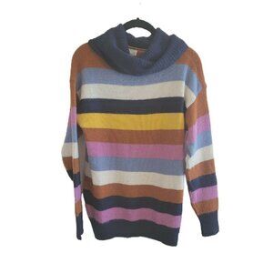 Caslon Colorful Striped Cowl Neck Pullover Sweater Size X-Small